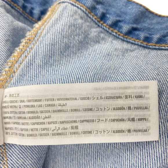 ABERCROMBIE & FITCH NEW YORK Grey Hoodie Distressed Denim Jacket Size S - Picture 14 of 15